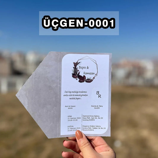 ÜÇGEN KENDİNDEN ZARFLI DAVETİYE Ü-0001