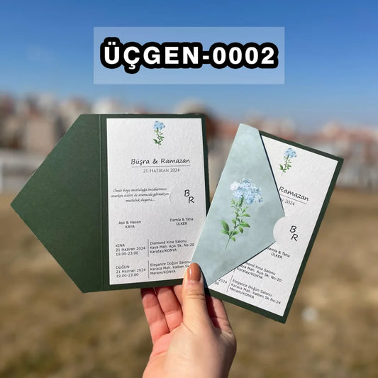 ÜÇGEN KENDİNDEN ZARFLI DAVETİYE Ü-0002