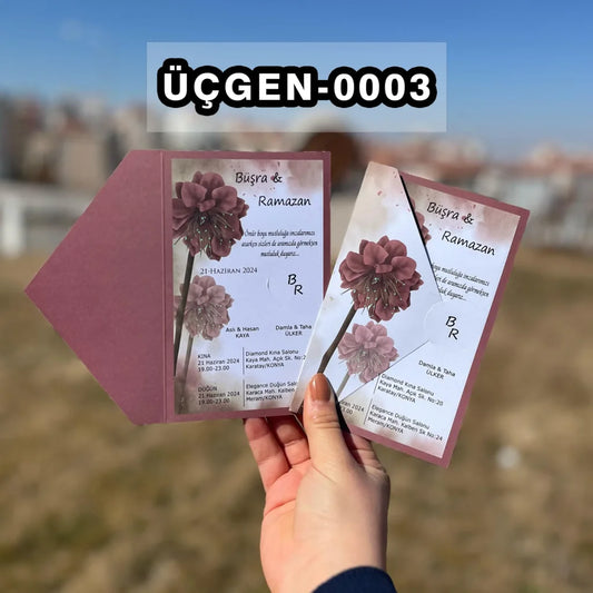 ÜÇGEN KENDİNDEN ZARFLI DAVETİYE Ü-0003