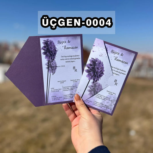 ÜÇGEN KENDİNDEN ZARFLI DAVETİYE Ü-0004
