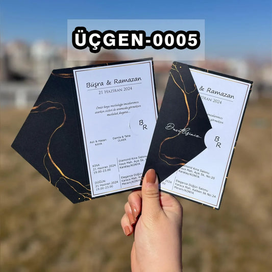 ÜÇGEN KENDİNDEN ZARFLI DAVETİYE Ü-0005