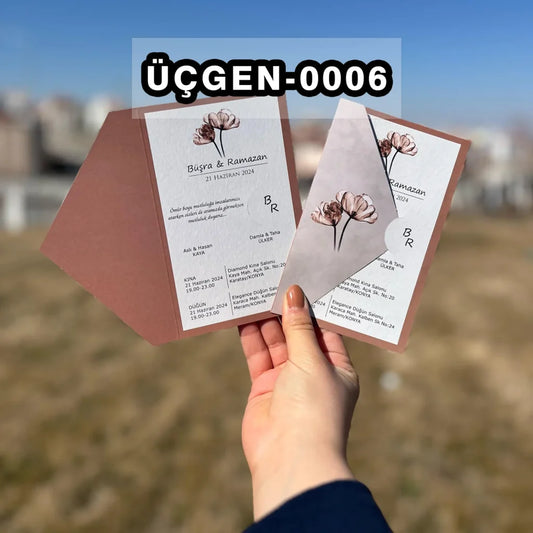 ÜÇGEN KENDİNDEN ZARFLI DAVETİYE Ü-0006